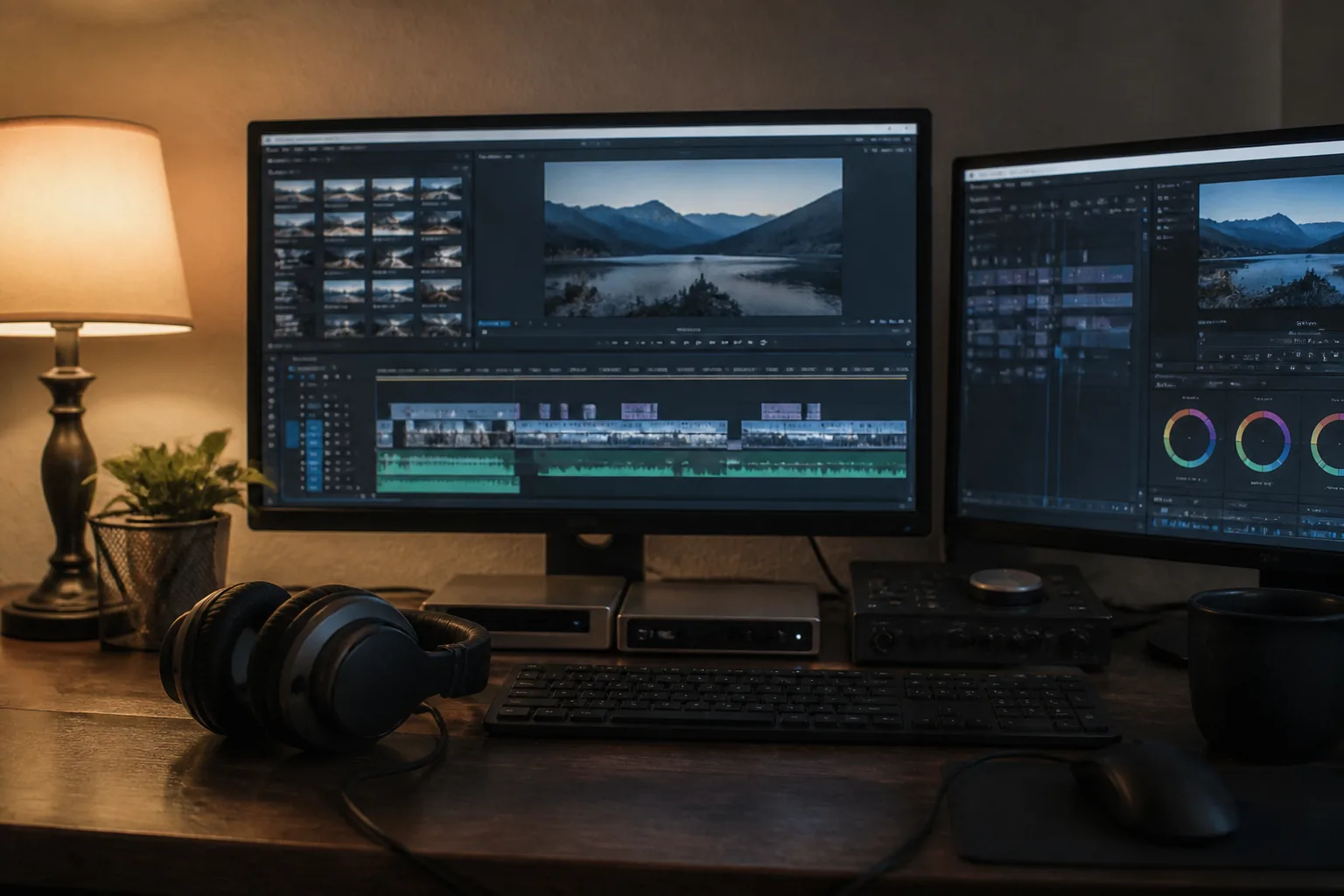 Videoschnitt mit Timeline am Bildschirm